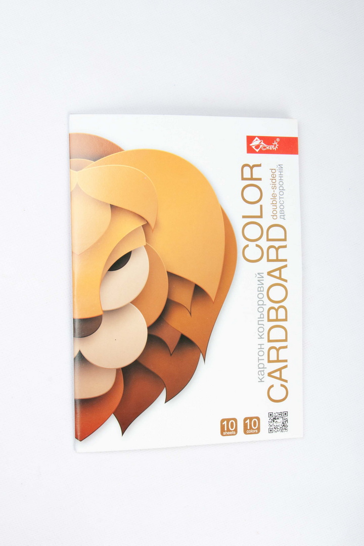 Картон кольоровий А4, 10 аркушів, 10 кольорів, двосторонній